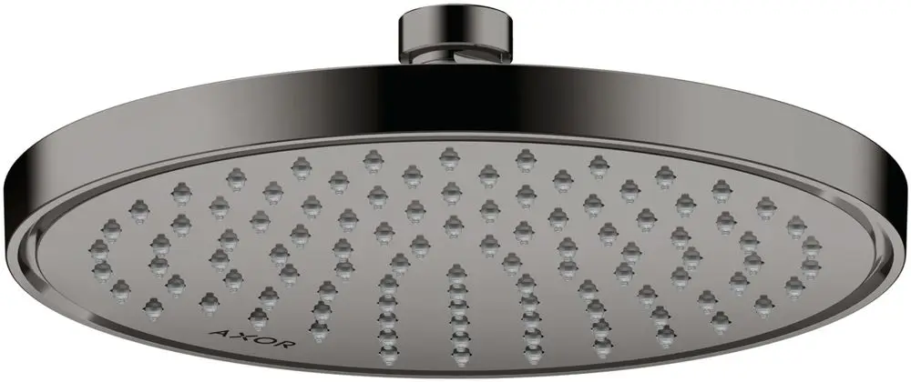 Runde Kopfbrause mit mehreren Düsen in polierter Schwarzchrom-Oberfläche, hergestellt von AXOR.